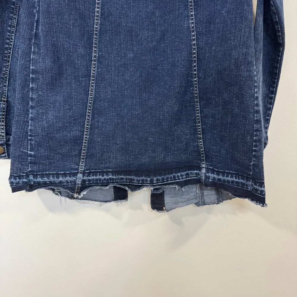 LOGO by Lori Goldstein Dark Blue Jean Jacket - Picture 6 of 11